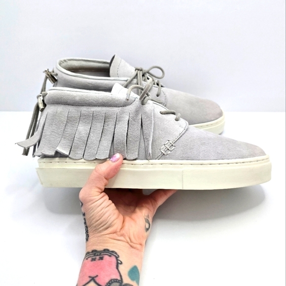 clear weather | one o one light grey suede low-top chukka sneakers | MENS 9.5 - Picture 1 of 11